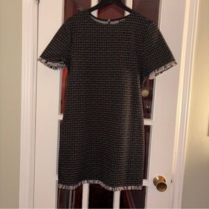 Chic Black and White Tweed Mini Dress